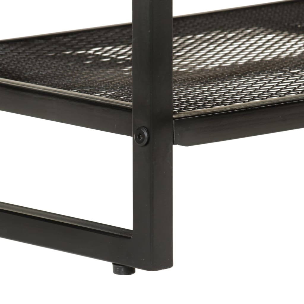 Shoe Bench Black Solid Acacia Wood 2 Tiers