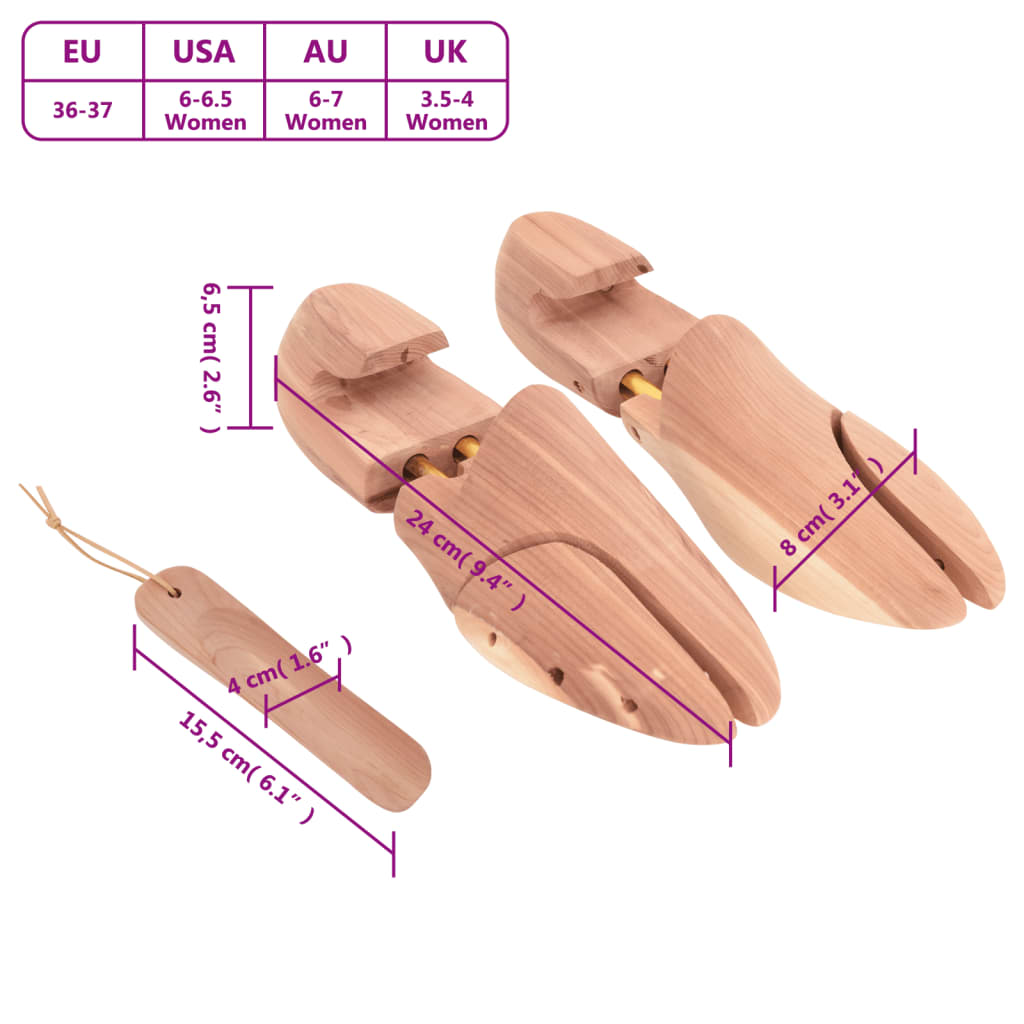 Shoe Stretcher with Shoe Horn Solid Wood Cedar