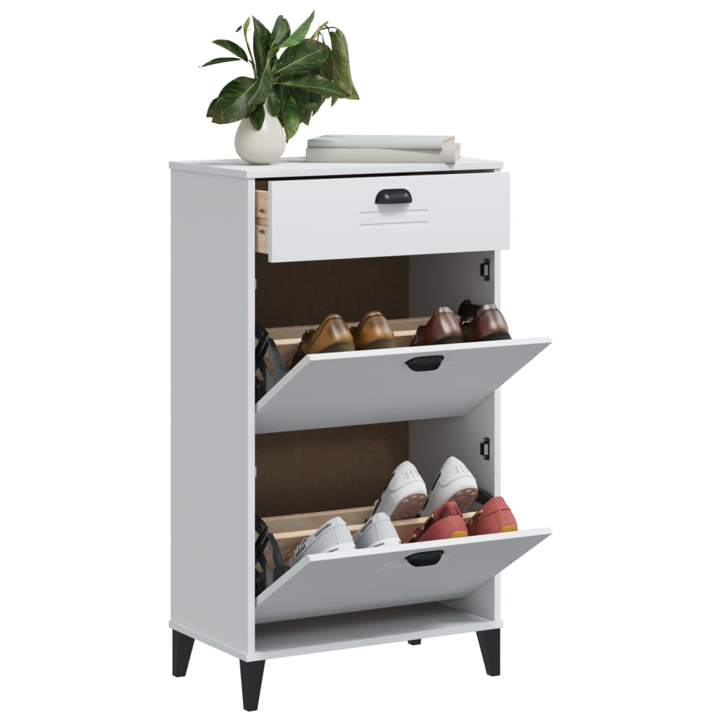 Shoe Cabinet Oak 3 Drop-Down Compartments Rectangular