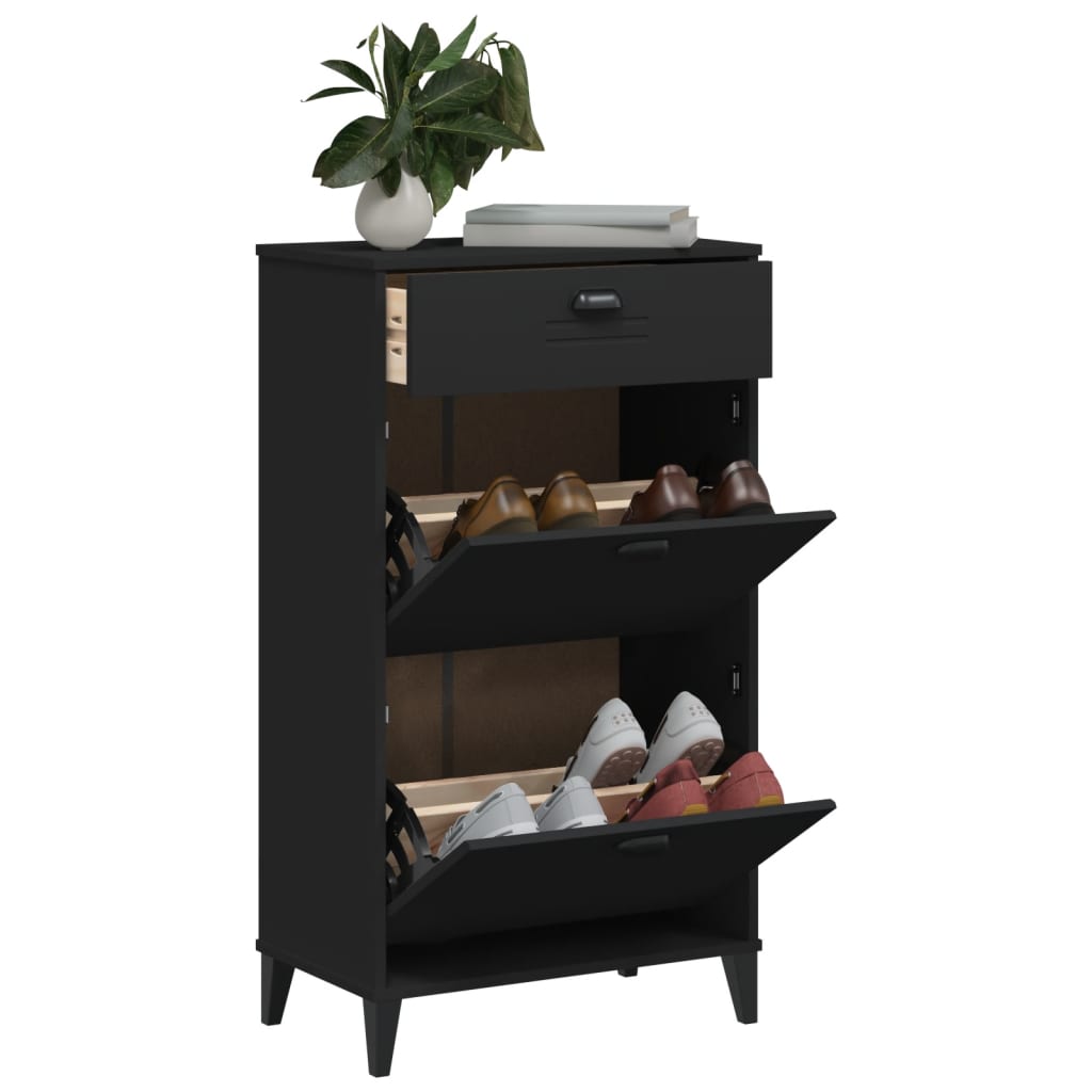 Shoe Cabinet Oak 3 Drop-Down Compartments Rectangular