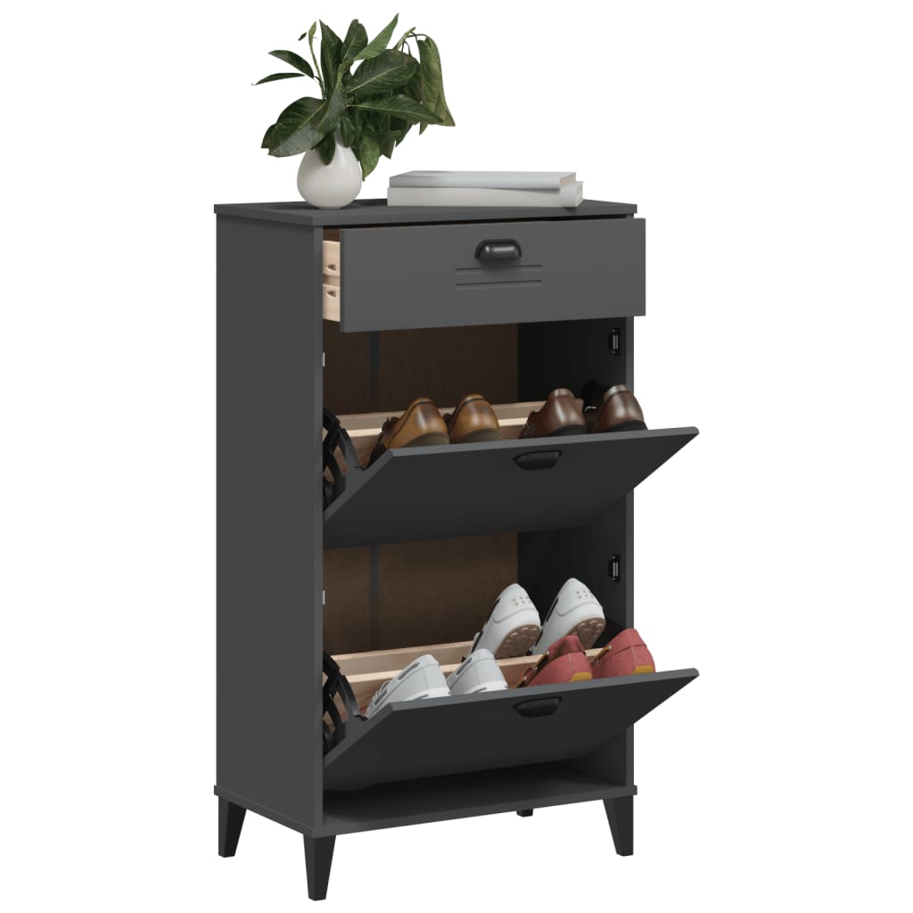 Shoe Cabinet Oak 3 Drop-Down Compartments Rectangular