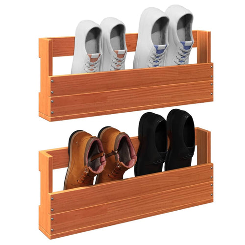 Set of 2 2 Pair Modern 23" Wall Mounted Pine Shoe Cabinet