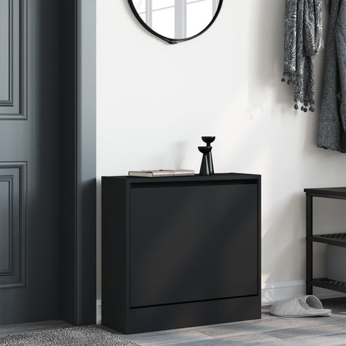 Modern 3 Pair 31" Compact Shoe Cabinet With 1 Flip Down Drawer