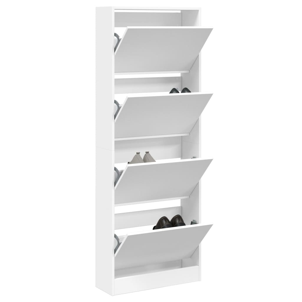 Modern 20 Pair 31" Tall Shoe Cabinet With 4 Flip Down Drawers