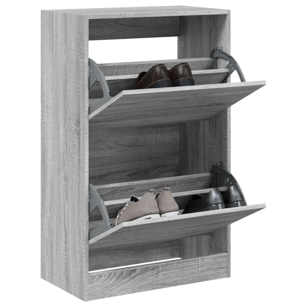 Modern 18 Pair 31" Shoe Cabinet With 2 Flip Down Drawers