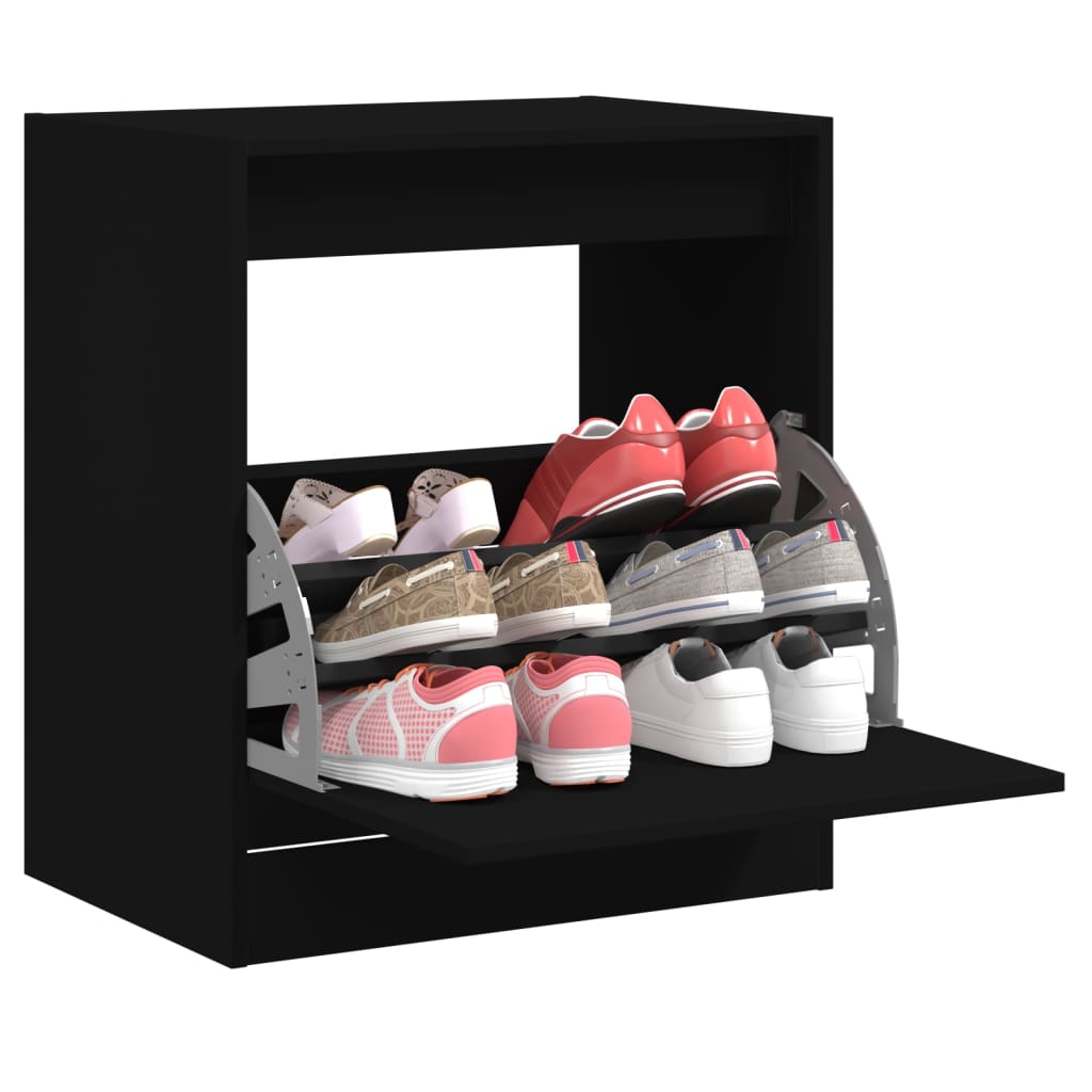 Modern 9 Pair 31" Shoe Cabinet With 1 Flip Down Drawer