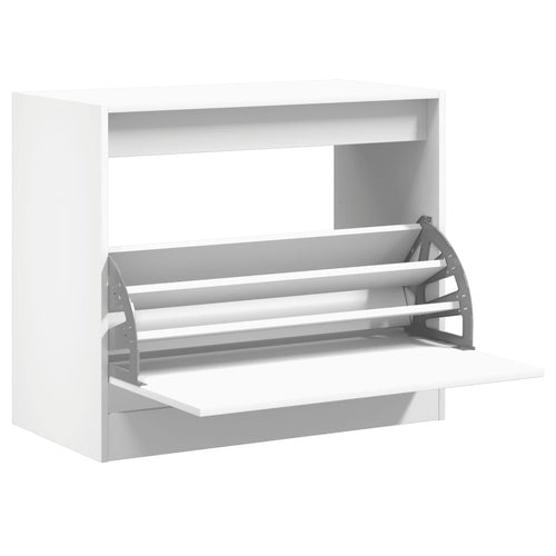 Modern 9 Pair 31" Compact Shoe Cabinet With 1 Flip Down Drawer