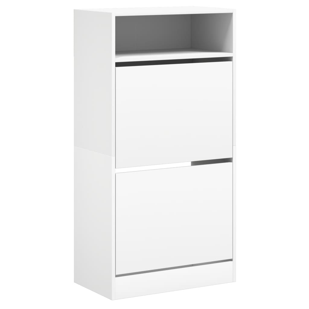Shoe Cabinet Old, Hand-Finished Wood Tall 2 Drop-Down Drawers & 2 Compartments