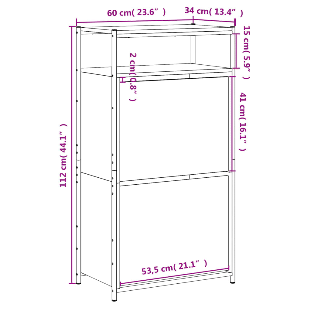 Tone Shoe Cabinet Solid Oak 2 Drop-Down Drawers
