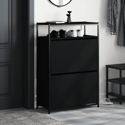 Shoe Cabinet Old, Hand-Finished Wood Tall 2 Drop-Down Drawers