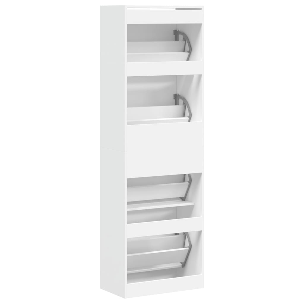 Shoe Cabinet Warm-toned Wood Tall Height 4 Compartments