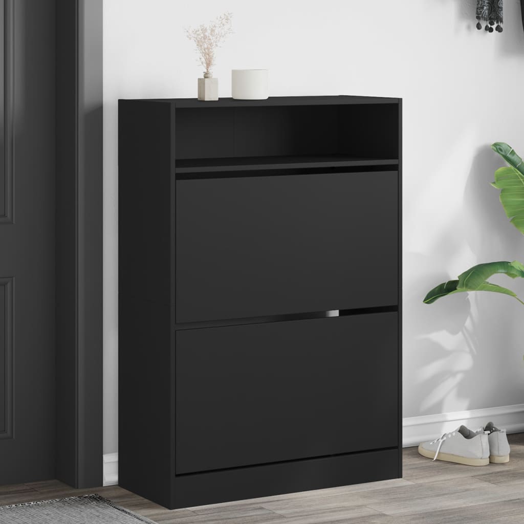 Shoe Cabinet 3-Section Smoked-Wood Medium
