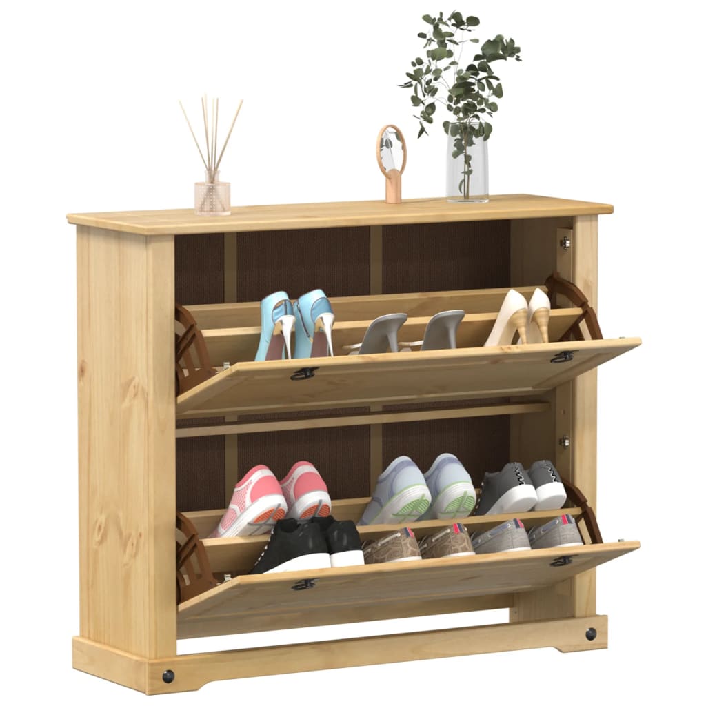 4 Drawers Natural Pine Wood Shoe Cabinet Small & Medium & Tall