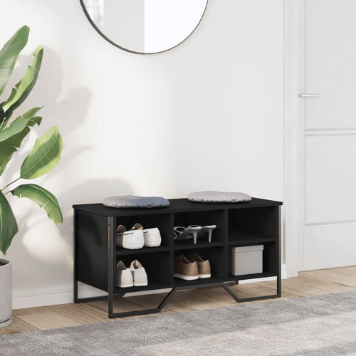 Shoe Bench Old, Hand-Finished Wood Wide & Deep 6 Compartments