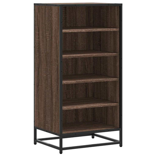 Flow Shoe Rack Grained Old Oak & Metal 5 Compartments
