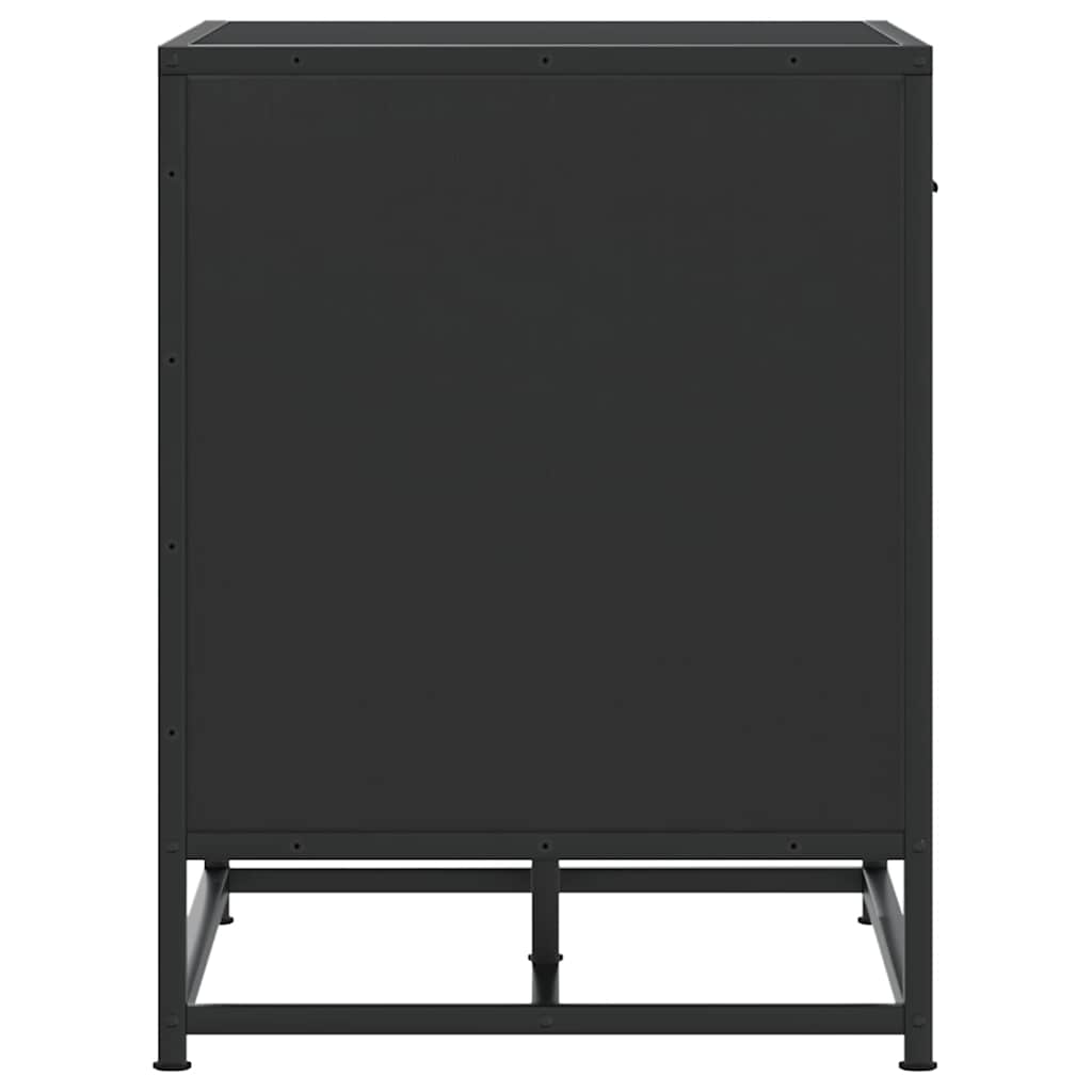 Flow Shoe Bench Black Wood & Metal 2 Open Compartments & 1 Closed Compartment