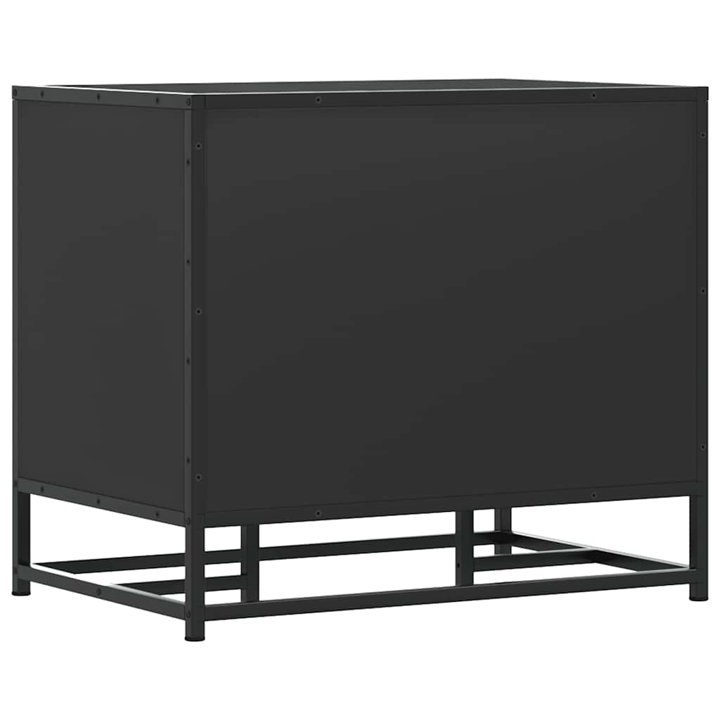 Flow Shoe Bench Black Wood & Metal 2 Open Compartments & 1 Closed Compartment