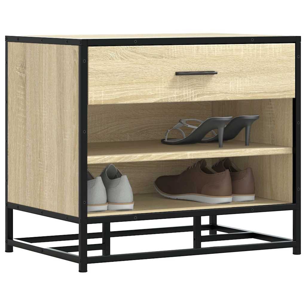 Flow Shoe Bench Black Wood & Metal 2 Open Compartments & 1 Closed Compartment