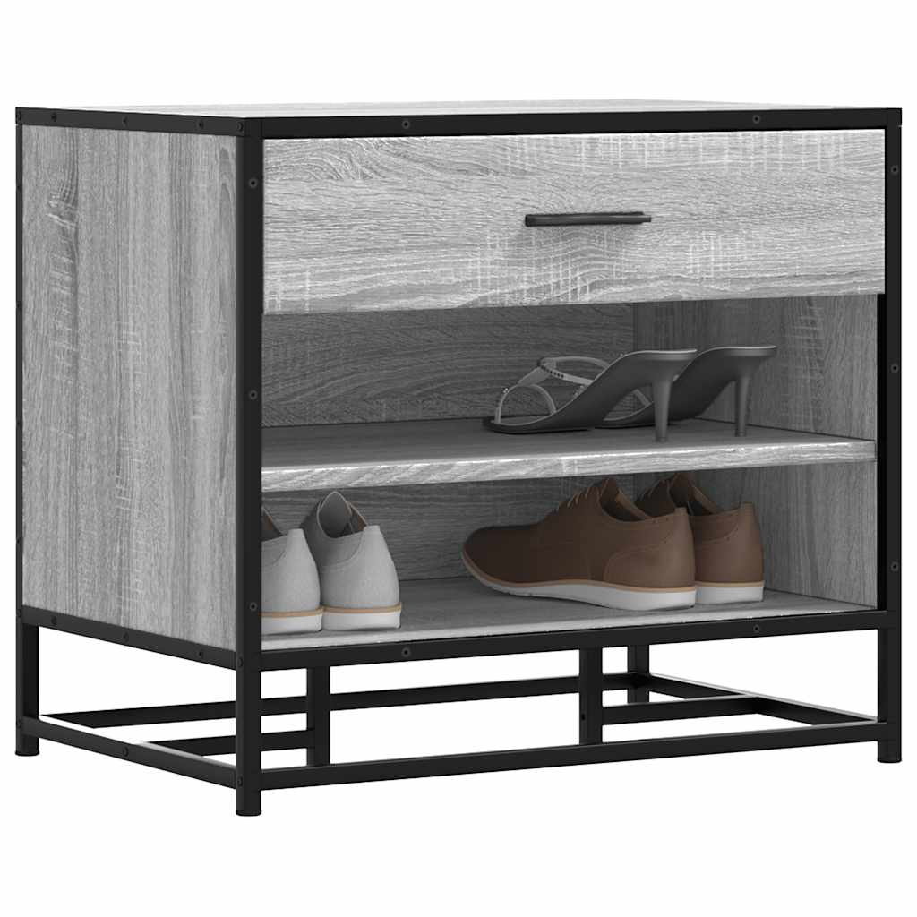 Flow Shoe Bench Black Wood & Metal 2 Open Compartments & 1 Closed Compartment