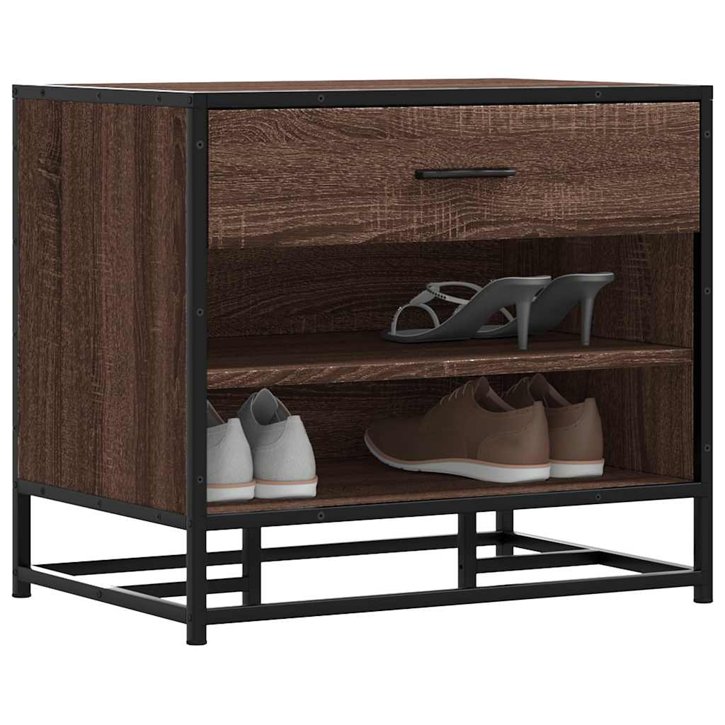 Flow Shoe Bench Black Wood & Metal 2 Open Compartments & 1 Closed Compartment