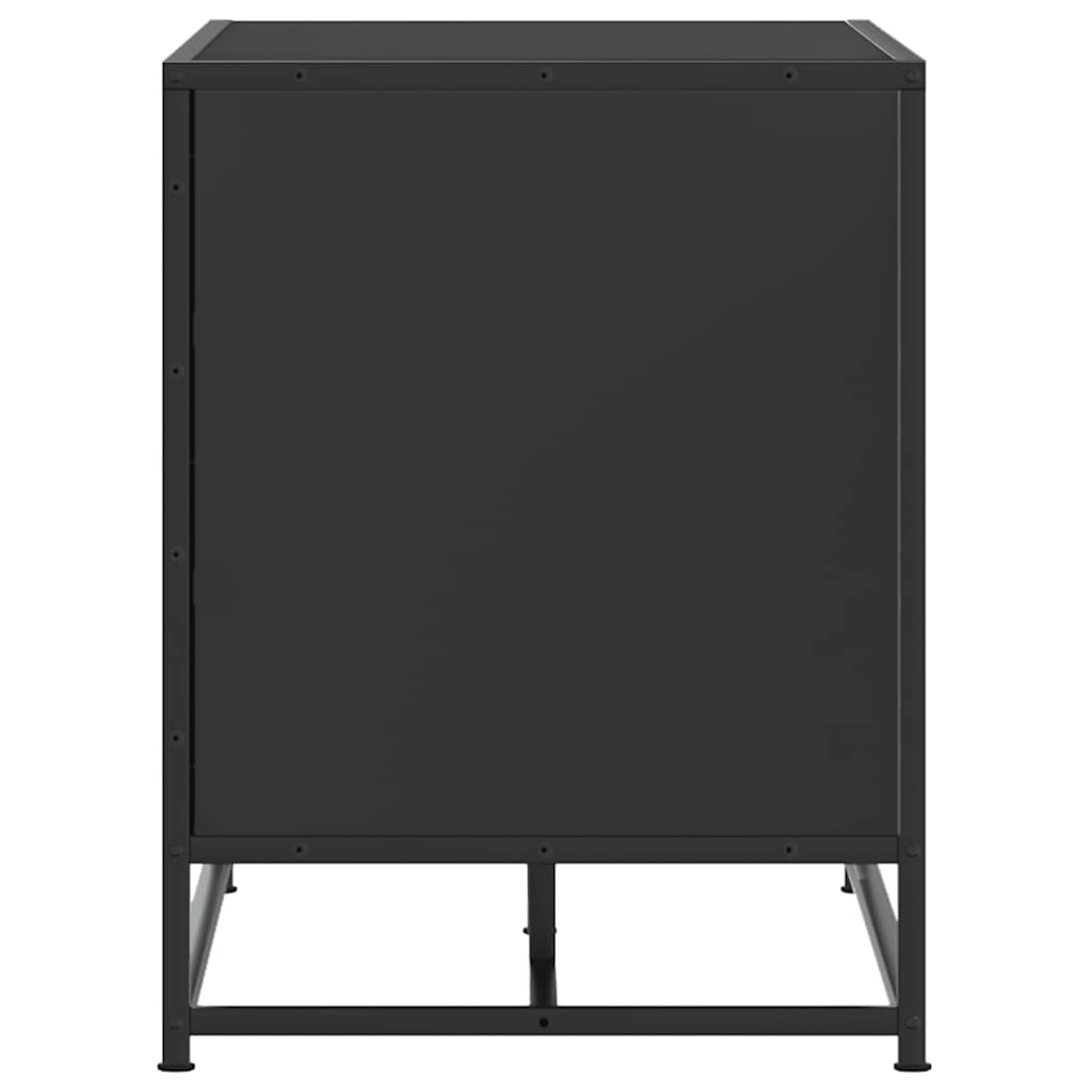 Flow Shoe Bench Black Wood & Metal 2 Open Compartments & 2 Closed Compartments