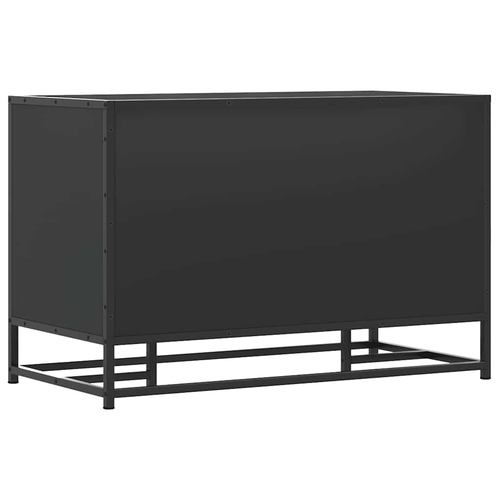 Flow Shoe Bench Black Wood & Metal 2 Open Compartments & 2 Closed Compartments
