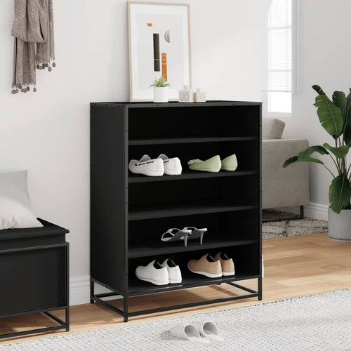 5-Tier Shoe Rack Smoked Wood Medium