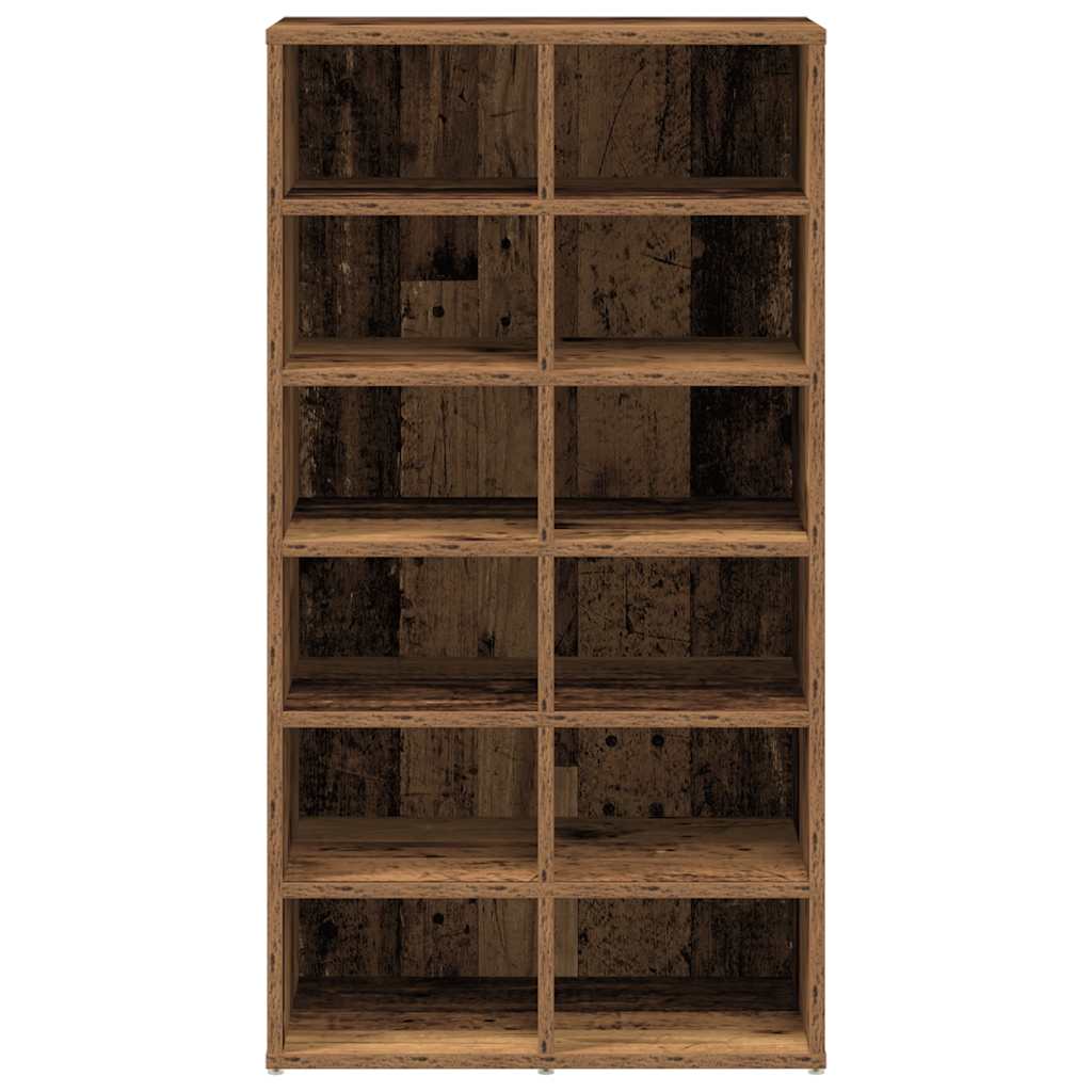 Flow Shoe Rack Old Wood Tall 12 Compartments
