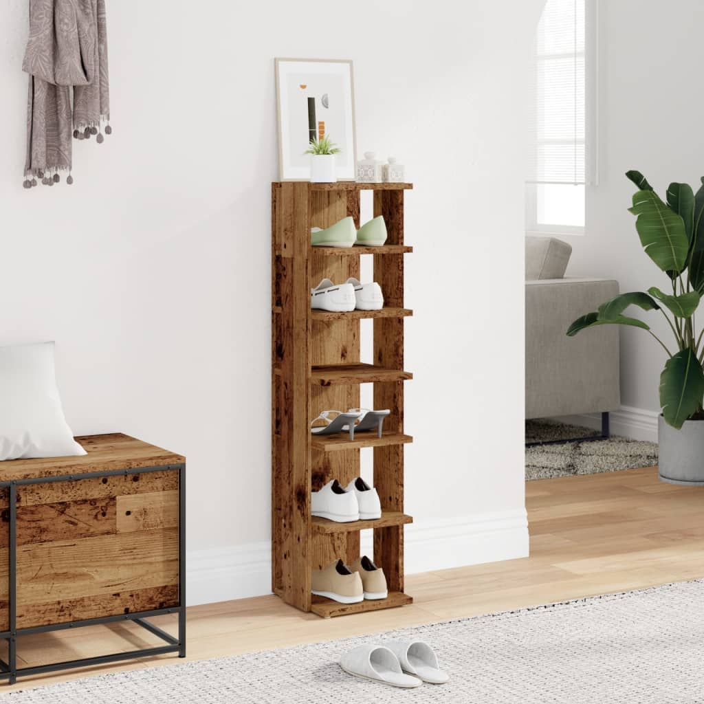 Haven Shoe Cabinet Old Pine 6 Compartments Tall & Narrow