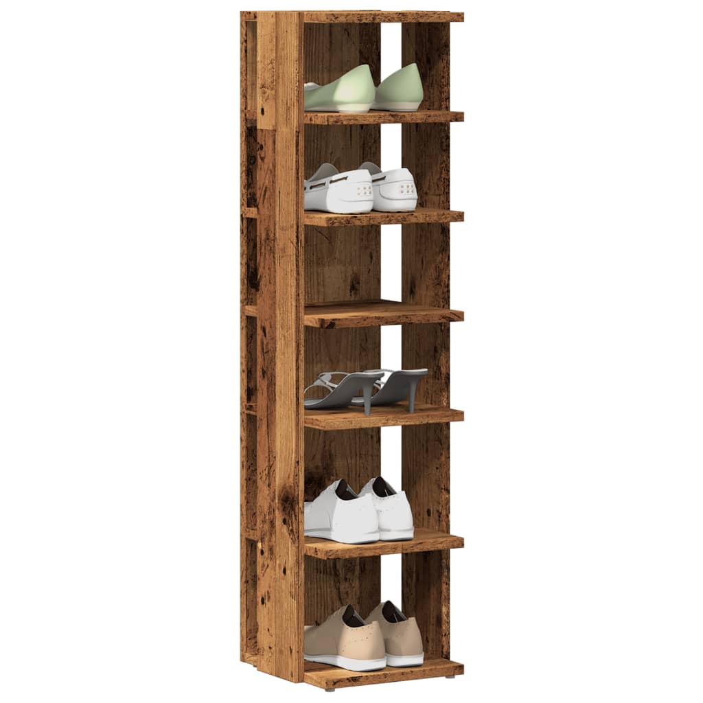 Haven Set of 2 Shoe Cabinet Old Pine 6 Compartments Tall & Narrow