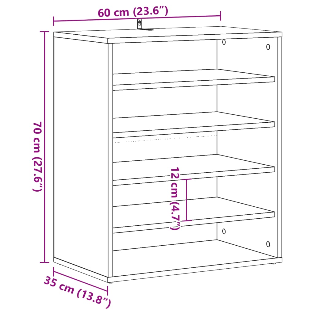Haven Shoe Cabinet Old Pine 5 Compartments Medium