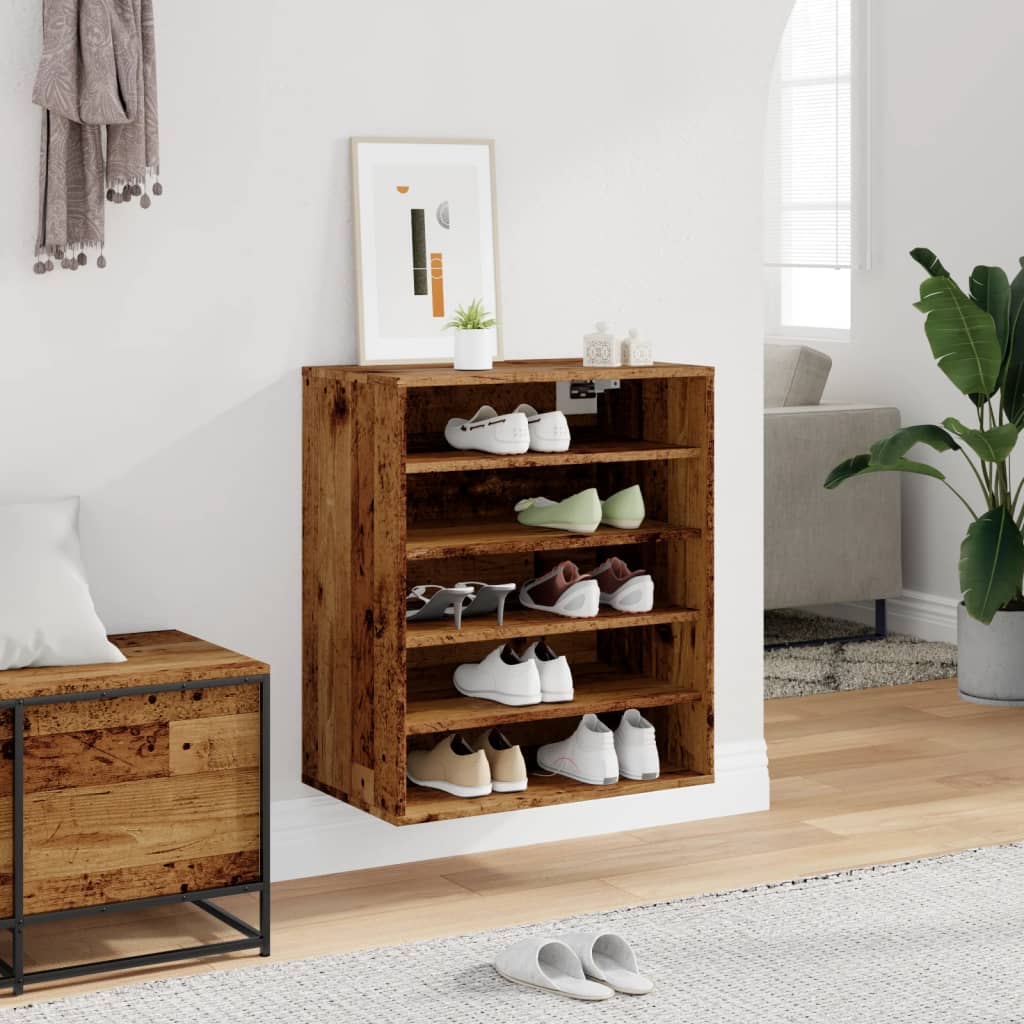 Haven Shoe Cabinet Old Pine 5 Compartments Medium