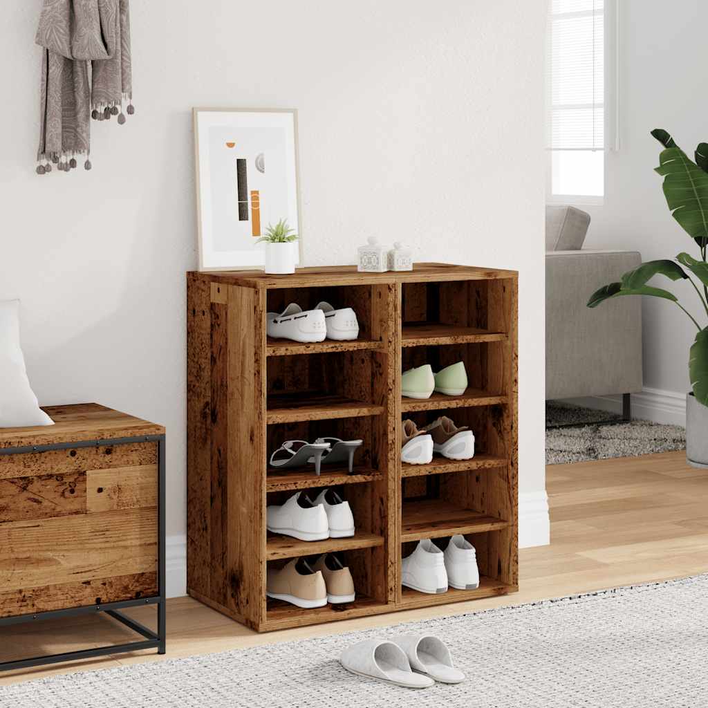 Haven Set Of 2 Shoe Cabinet Old Pine 5 Compartments Tall & Skinny