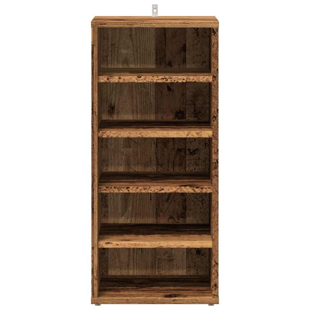 Haven Set Of 2 Shoe Cabinet Old Pine 5 Compartments Tall & Skinny