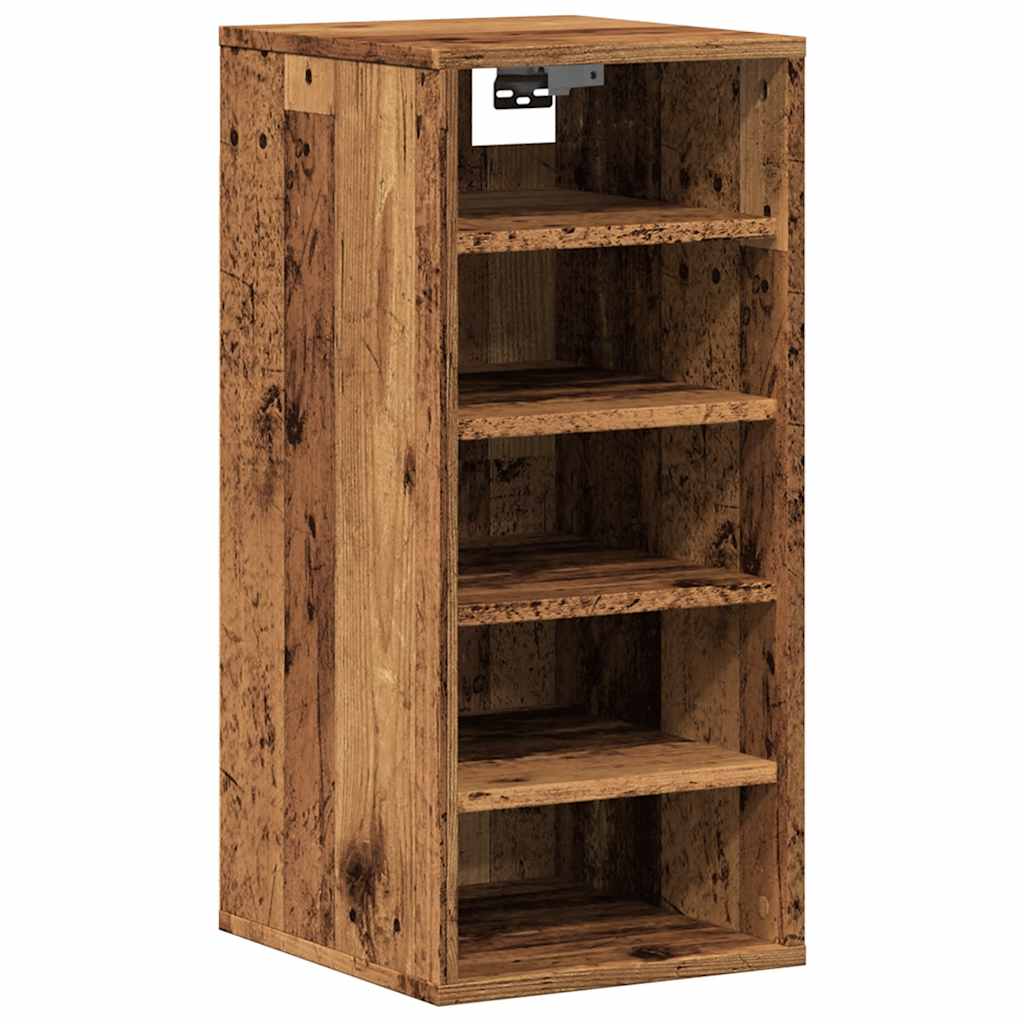 Haven Set Of 2 Shoe Cabinet Old Pine 5 Compartments Tall & Skinny