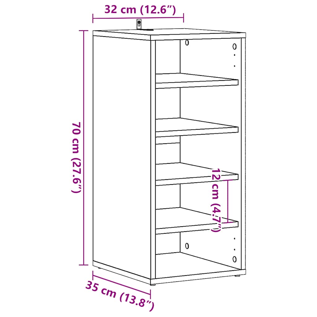 Haven Set Of 2 Shoe Cabinet Old Pine 5 Compartments Tall & Skinny
