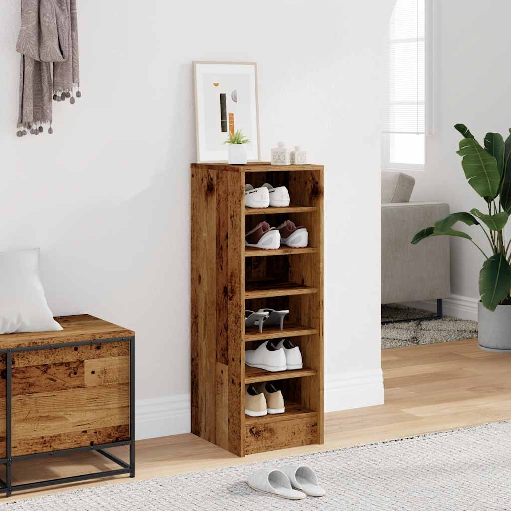 Haven Shoe Cabinet Old Pine 6 Compartments Tall & Skinny