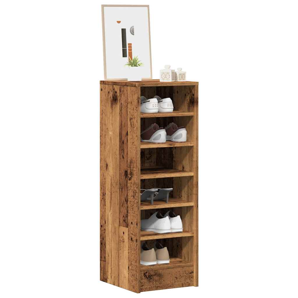 Haven Shoe Cabinet Old Pine 6 Compartments Tall & Skinny