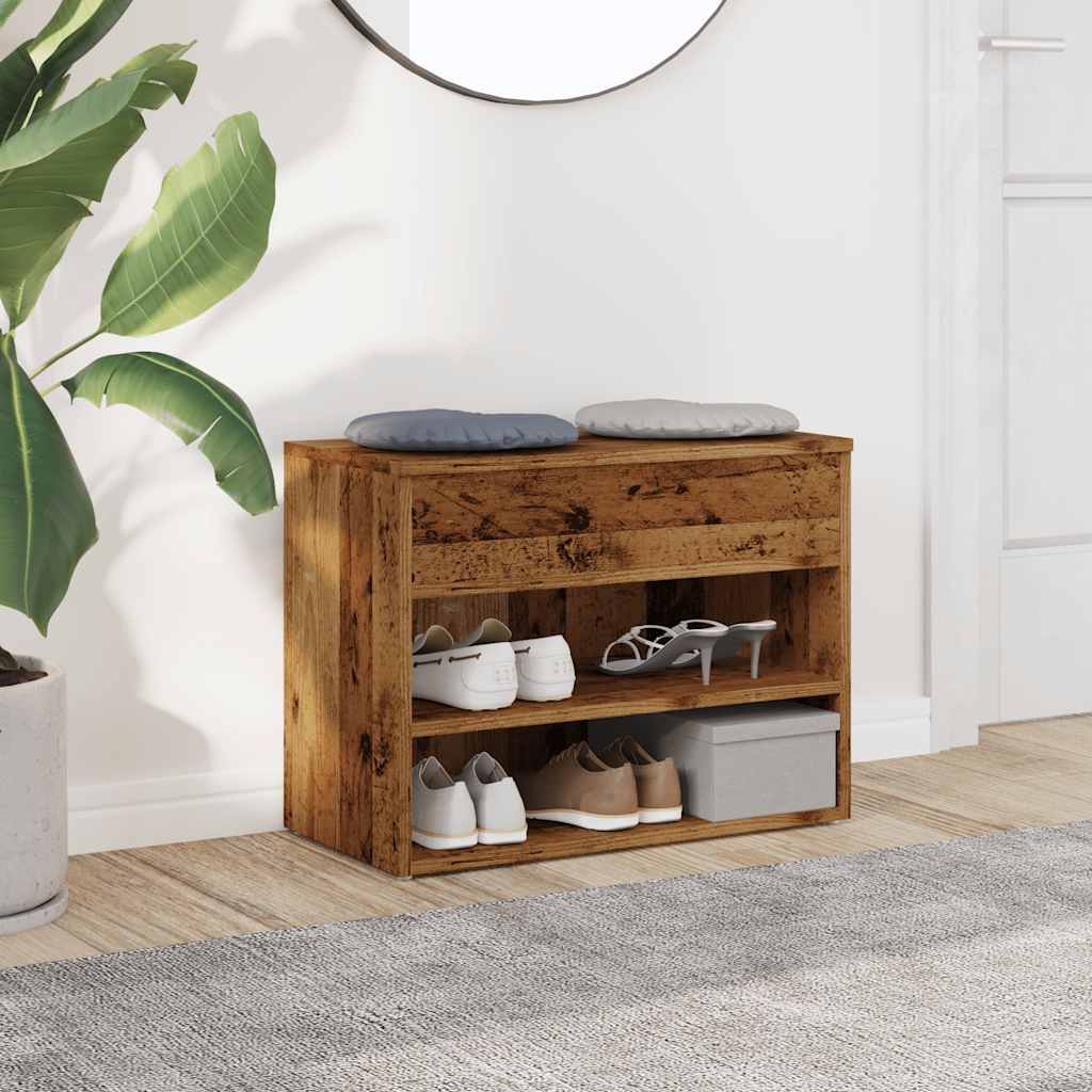 Haven Shoe Cabinet Old Pine 2 Compartments Wide & Long