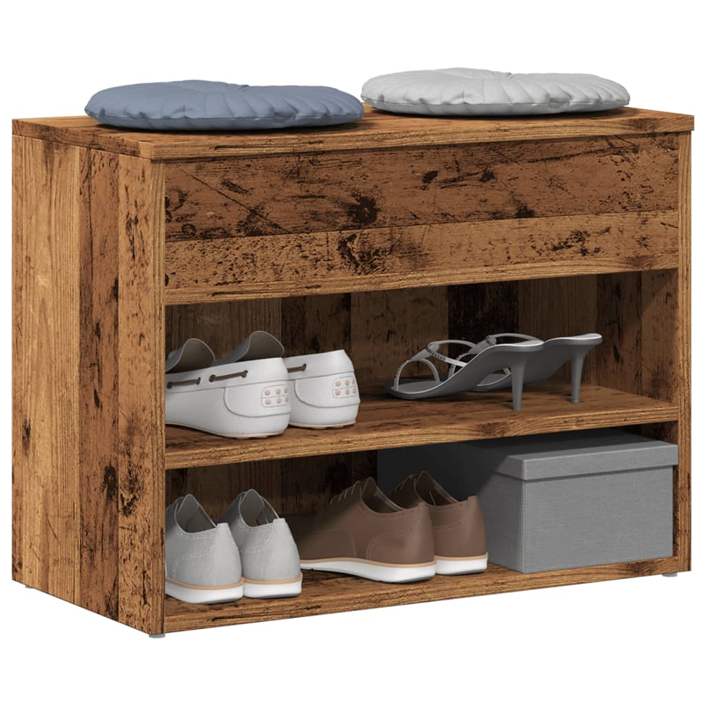 Haven Shoe Cabinet Old Pine 2 Compartments Wide & Long