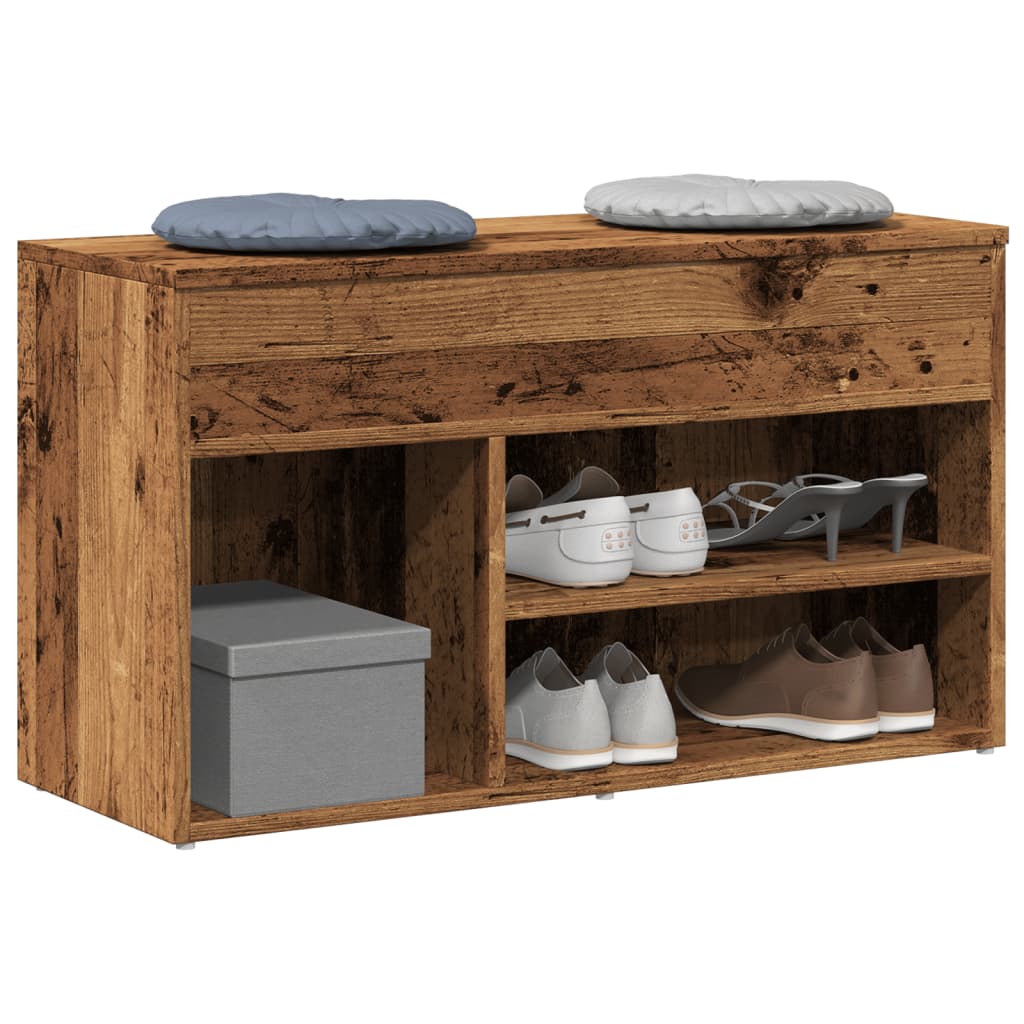 Haven Shoe Cabinet Old Pine 2 Compartments Wide & Long