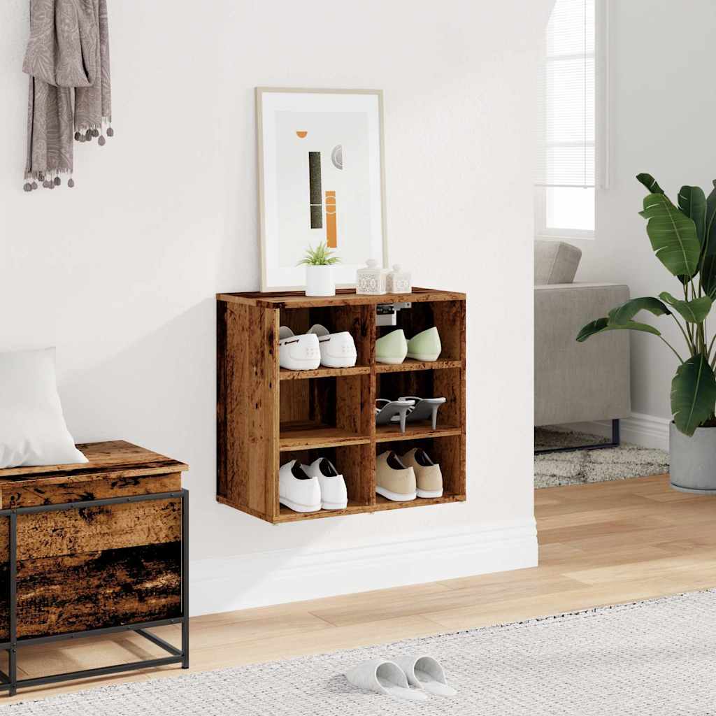 Luxe Shoe Cabinet Natural Grained Oak 6 Compartments Wide & Deep