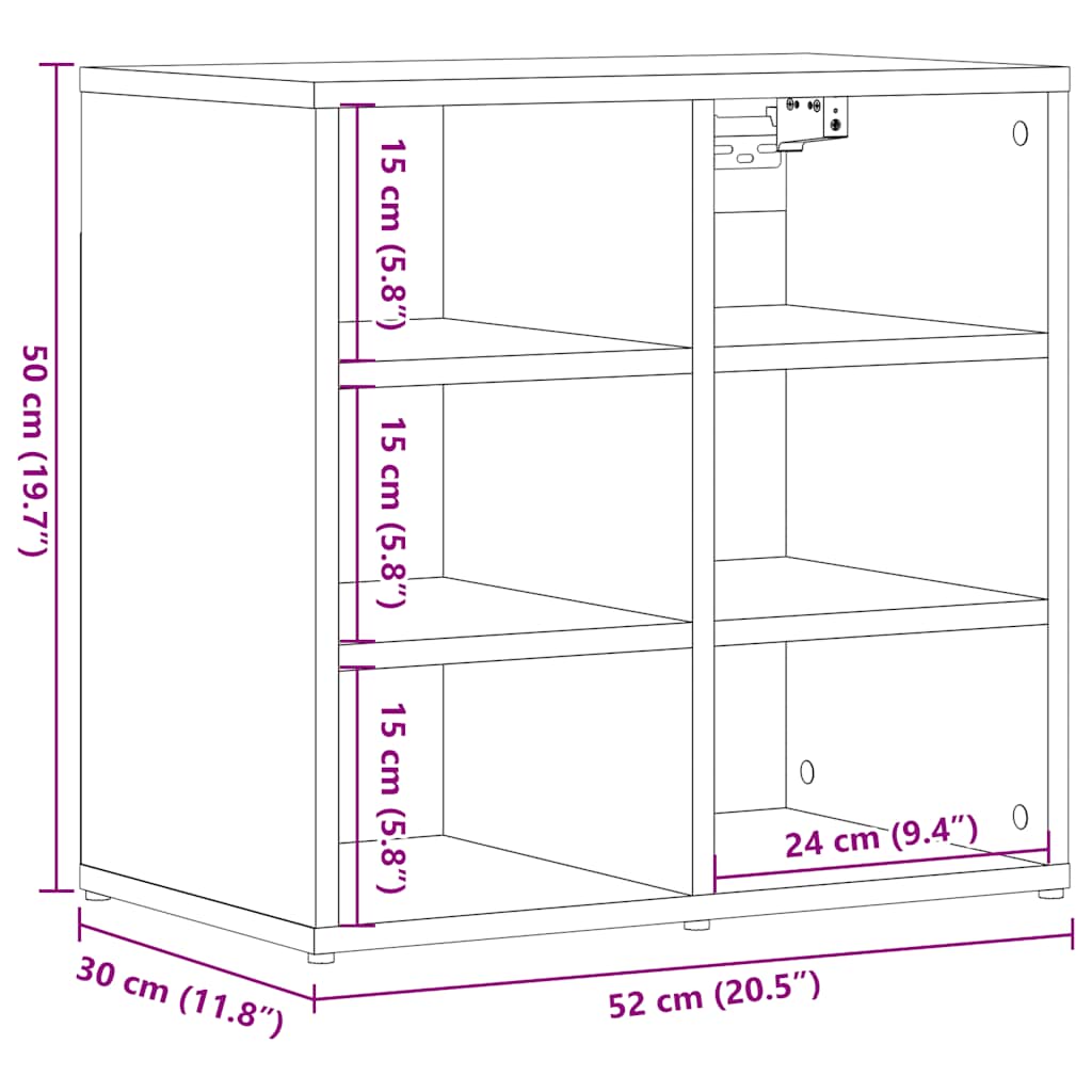 Luxe Shoe Cabinet Natural Grained Oak 6 Compartments Wide & Deep