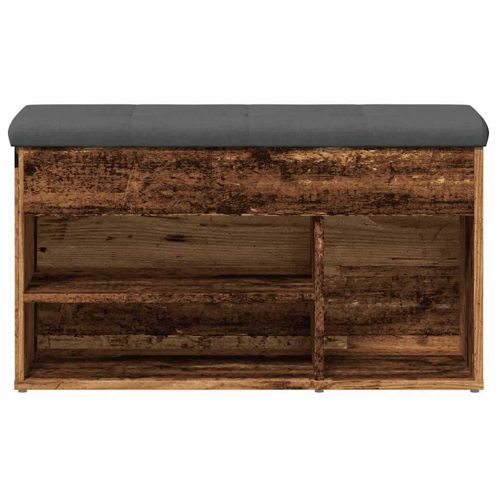 Shoe Bench Old Grained Wood 3 Compartments Medium