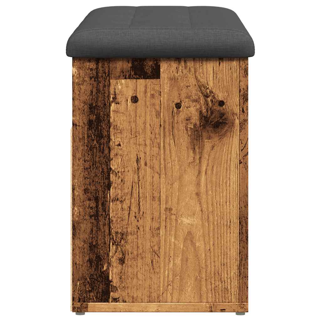Shoe Bench Old Grained Wood 3 Compartments Medium