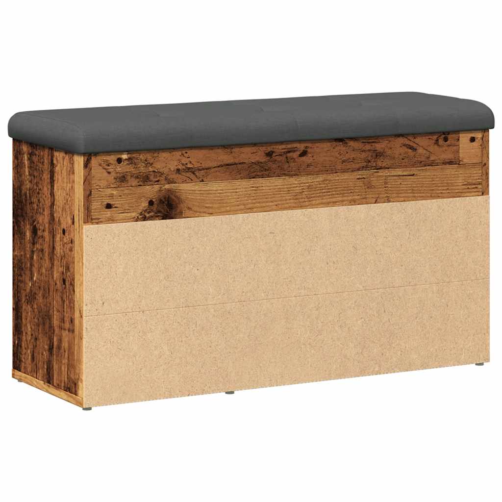 Shoe Bench Old Grained Wood 3 Compartments Medium