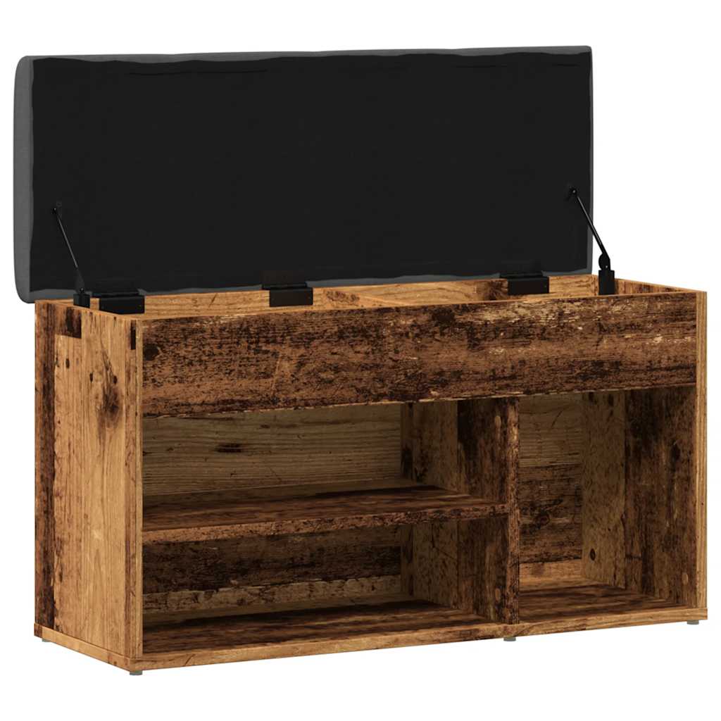 Shoe Bench Old Grained Wood 3 Compartments Medium