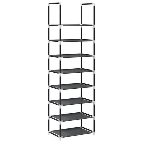 Shoe Rack 7-Tier Black Non-Woven Fabric with Powder-Coated Steel