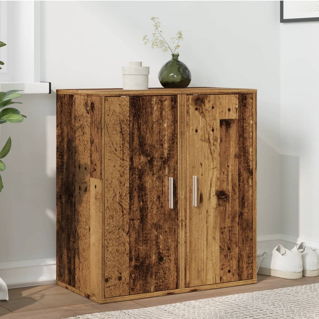 Haven Set Of 2 Shoe Cabinet Old Pine 5 Compartments Skinny & Tall