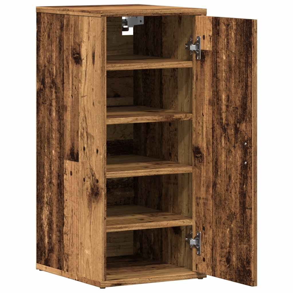 Haven Set Of 2 Shoe Cabinet Old Pine 5 Compartments Skinny & Tall